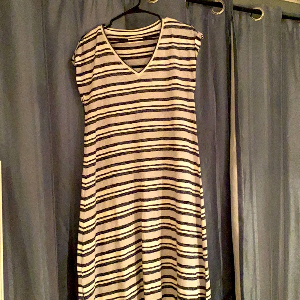 Loft Maxi Stripped Short Sleeve Dress L